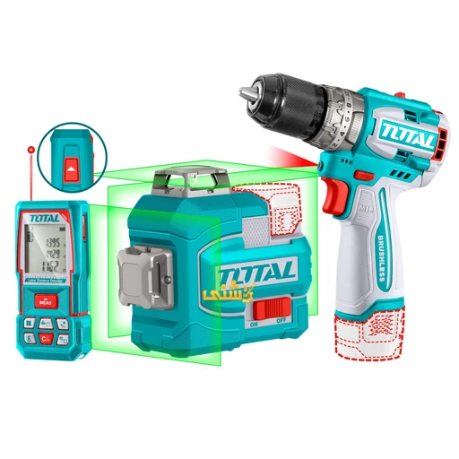[TOSLI250101] MEGA COMBO TALADRO + NIVEL LÁSER 16V + WINCHA LÁSER