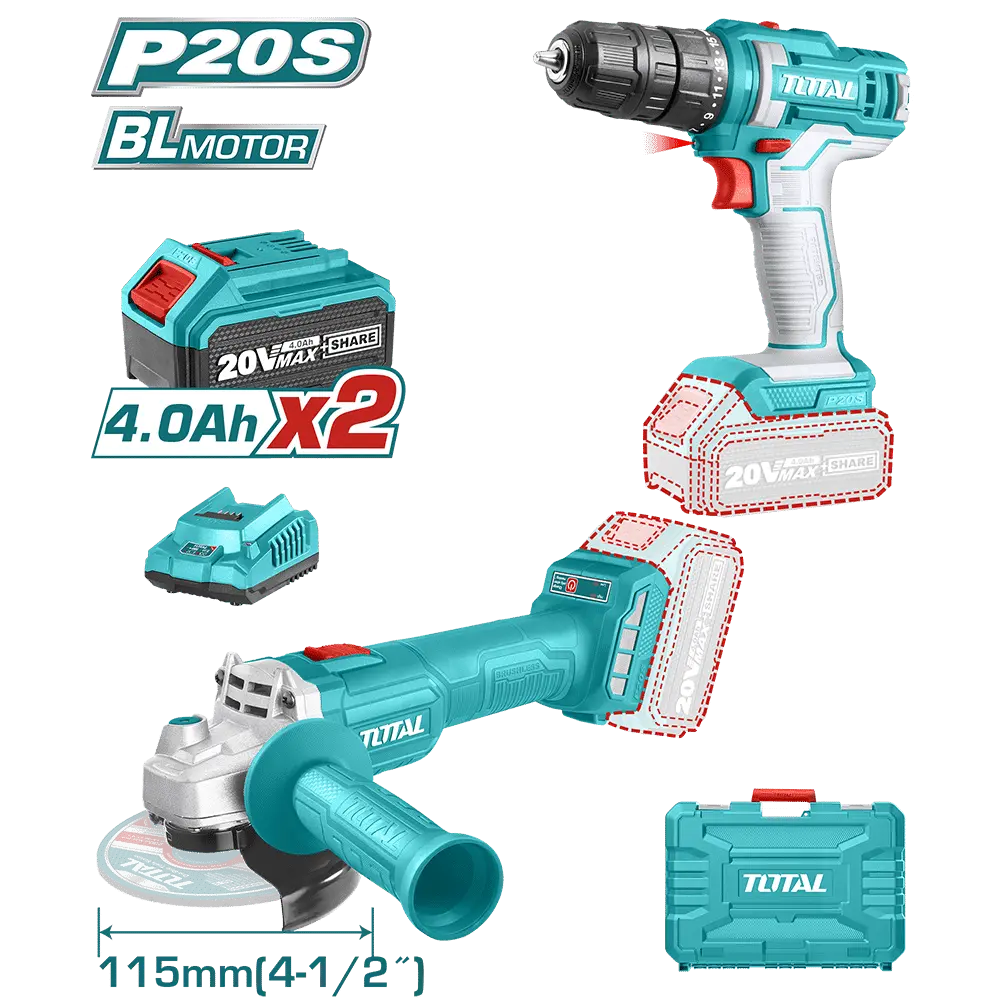 [TCKLI20273] COMBO TALADRO Y AMOLADORA BRUSLESS 20V INDUSTRIAL