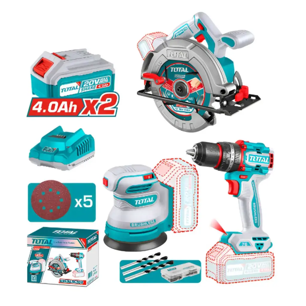 [TOSLI241193] MEGA COMBO TALADRO + CIRCULAR + LIJADORA 20V
