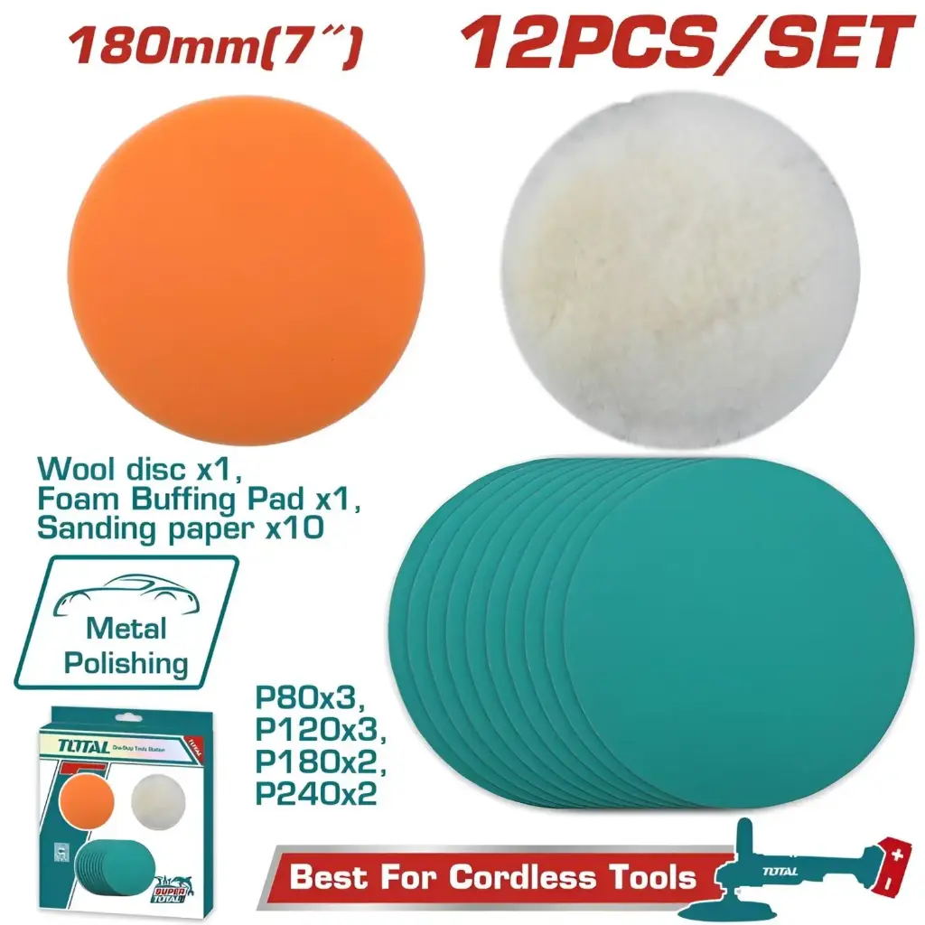 JGO X12PCS DE BASE, LIJAS Y MOTA PARA PULIDORA PESADA