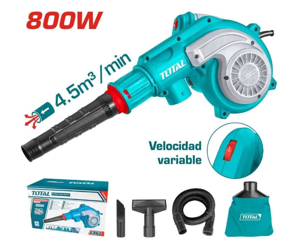 SOPLADORA/ASPIRADORA 800W 0-15000RPM 0-4.5M3/MIN INDUSTRIAL SUPER-TB8036-TOTAL
