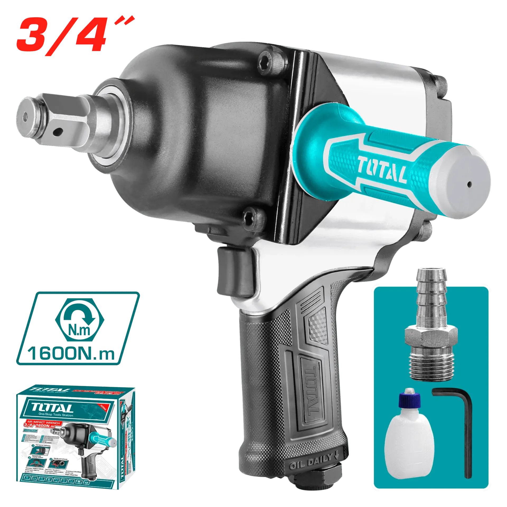 LLAVE NEUMATICA 3/4" 1600NM 4000RPM 90PSI INDUSTRIAL-TAT40342-TOTAL
