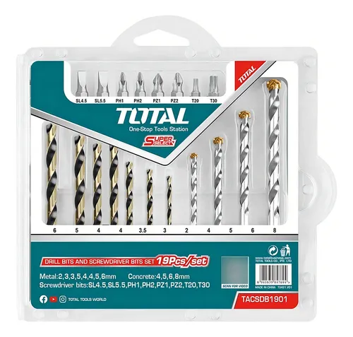 [TACSDB1901] JGO BROCA MIXTA METAL Y CONCRETO 19 PCS TOTAL