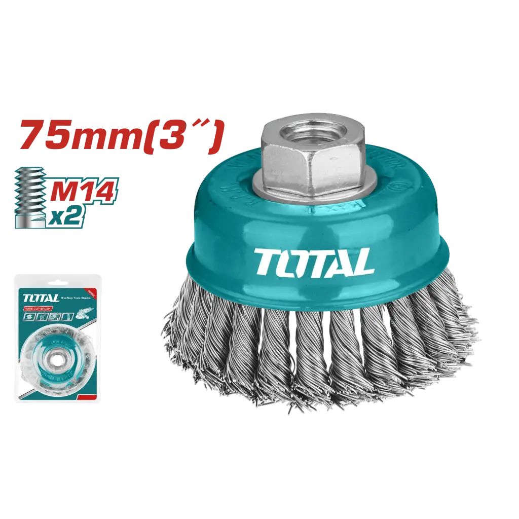 ESCOBILLA COPA TRENZADA 3" 75MM M14X2 12500R/MIN-TAC32031-TOTAL