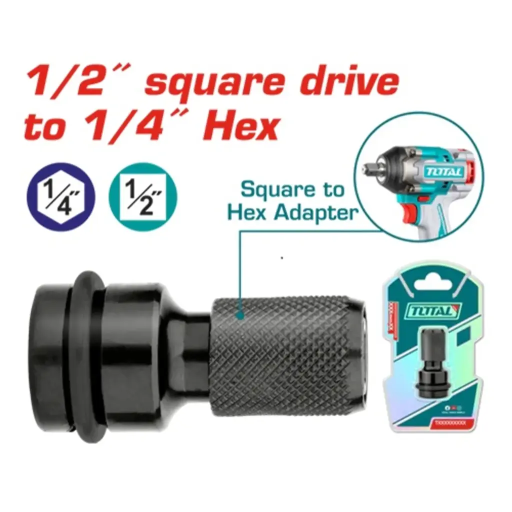 [TAC60501] ADAPTADOR ENTRADA DE 1/2" A HEXAGONAL 1/4"-TAC60501-TOTAL