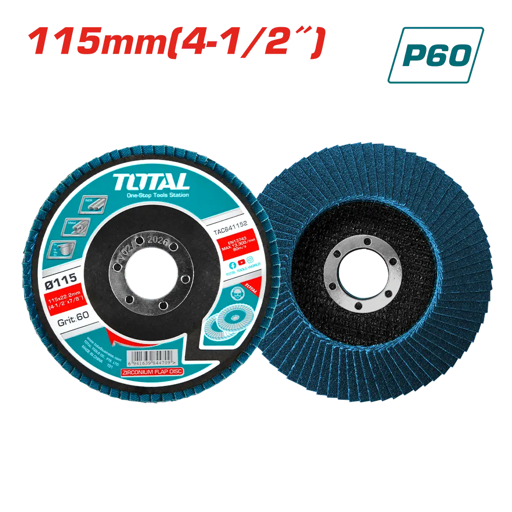[TAC641152] DISCO FLAP 4-1/2" 115X22MM  P60 ZIRCONIUM PARA METAL-TAC641152-TOTAL