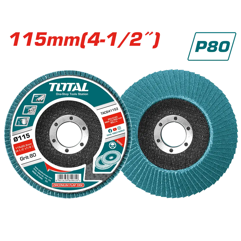 [TAC641153] DISCO FLAP 4-1/2" 115MM  P80 ZIRCONIUM PARA METAL-TAC641153-TOTAL