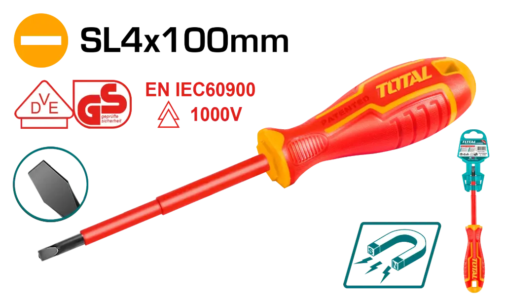 [THTIS4100] DESARMADOR PLANO SL4 X 100MM DIELECTRICO