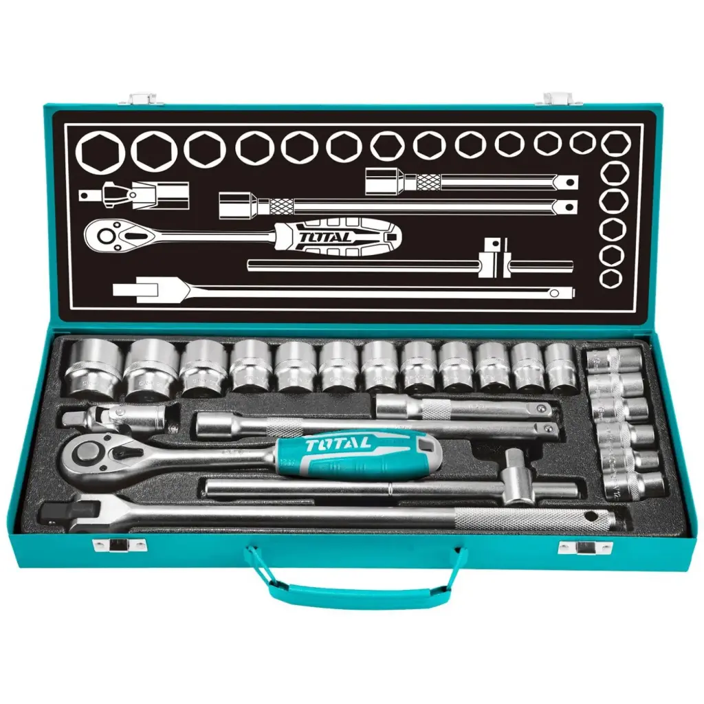 [THT121242] JGO X24PCS DADOS 1/2" EN MALETA DE METAL