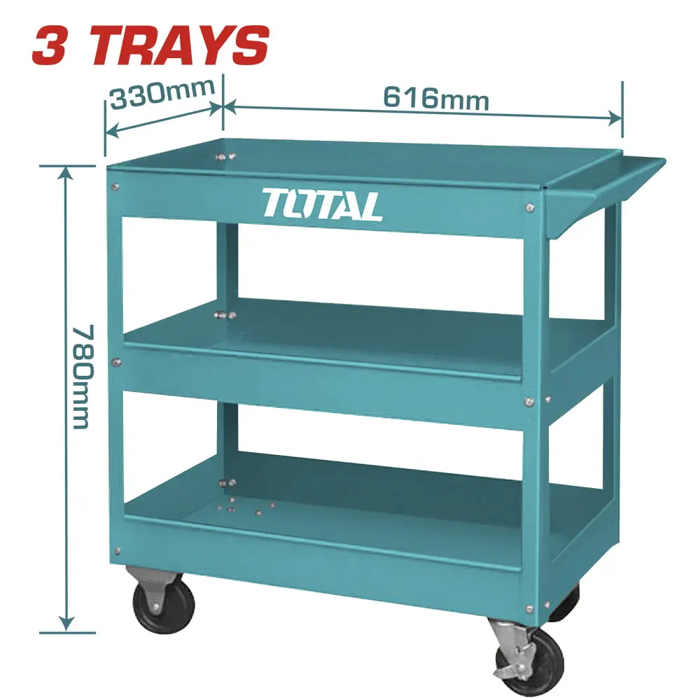 CARRITO PORTA HERRAMIENTAS DE 3 NIVELES 719X365X663MM CON RUEDAS INDUSTRIAL-THPTC301-TOTAL