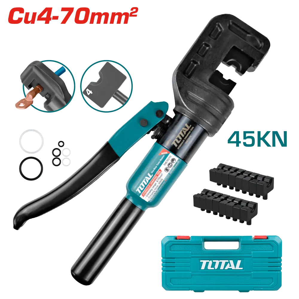 CRIMPADORA HIDRAULICA CU 4-70MM2 FUERZA 45KN HEXAGONAL+MALETIN-THCT070-TOTAL