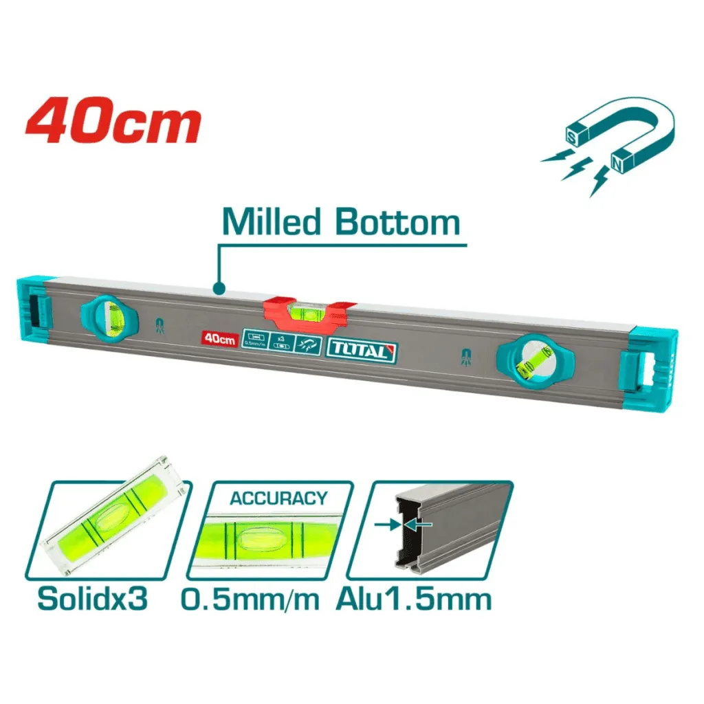 [TMT24028M] NIVEL MAGNÉTICO 40CM B:3 ALUMINIO 1.5MM PRES:0.5MM-TMT24028M-TOTAL