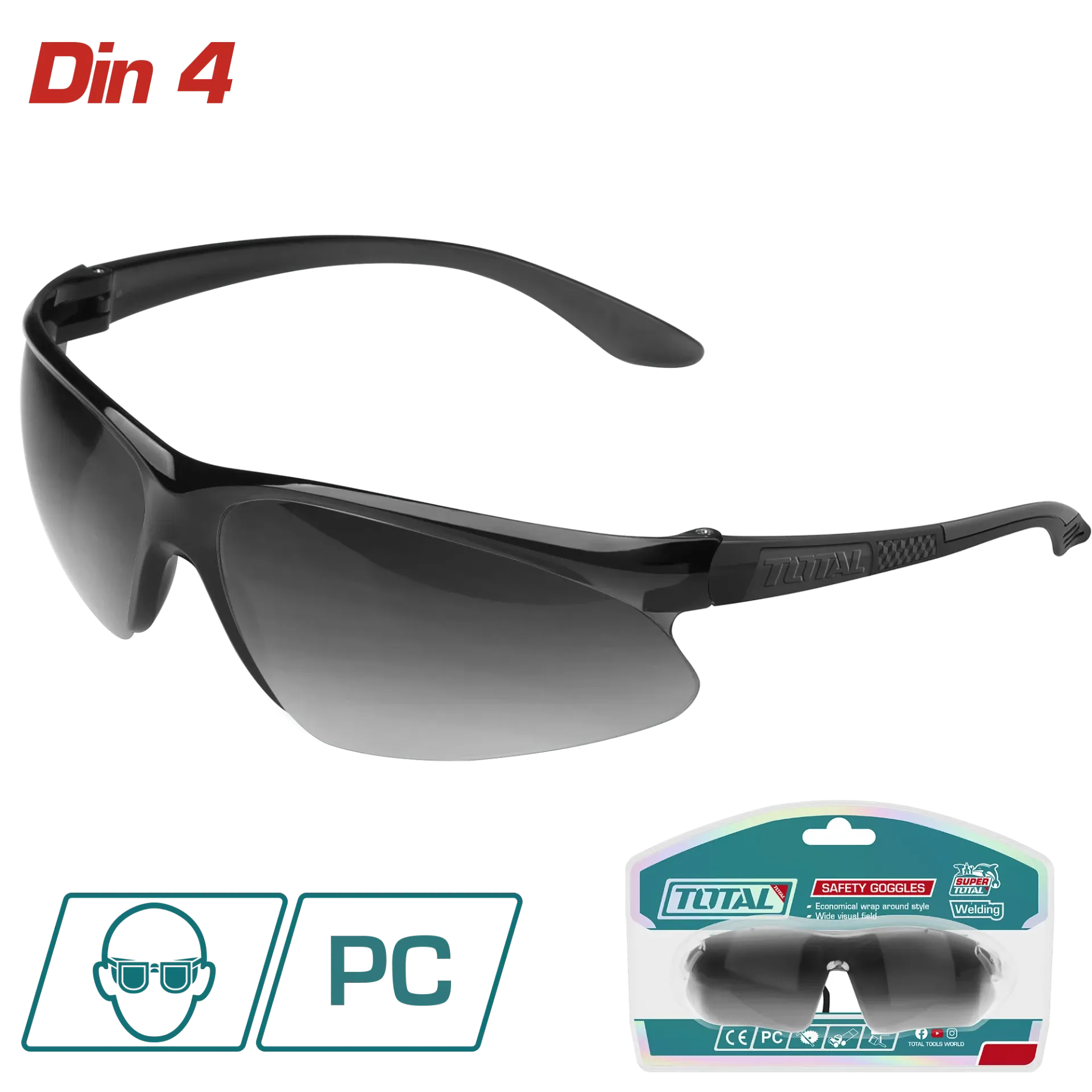 LENTES DE SEGURIDAD OSCUROS #8, BLISTER-TSP305-TOTAL