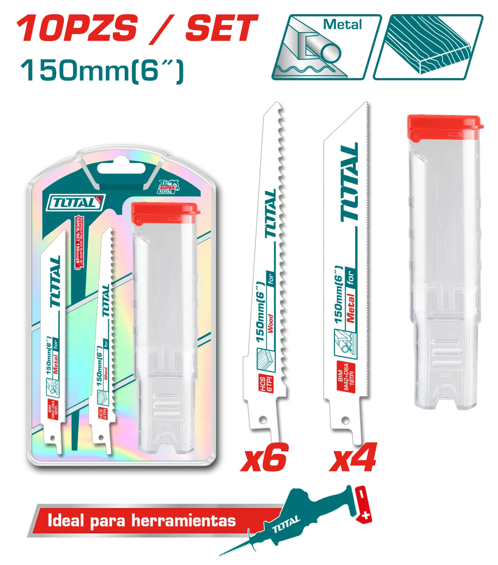 [TAC521002] JUEGO X10PCS CUCHILLA PARA SIERRA SABLE BIMETALICA HCS-TAC521002-TOTAL