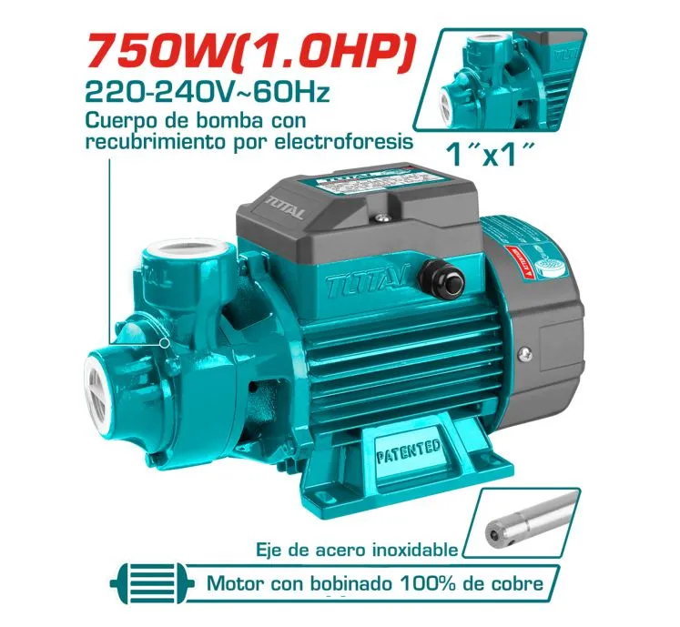 BOMBA DE AGUA PERIFERICA 1HP 750W 50L/MIN ALT.52M-TWP17506-5-TOTAL