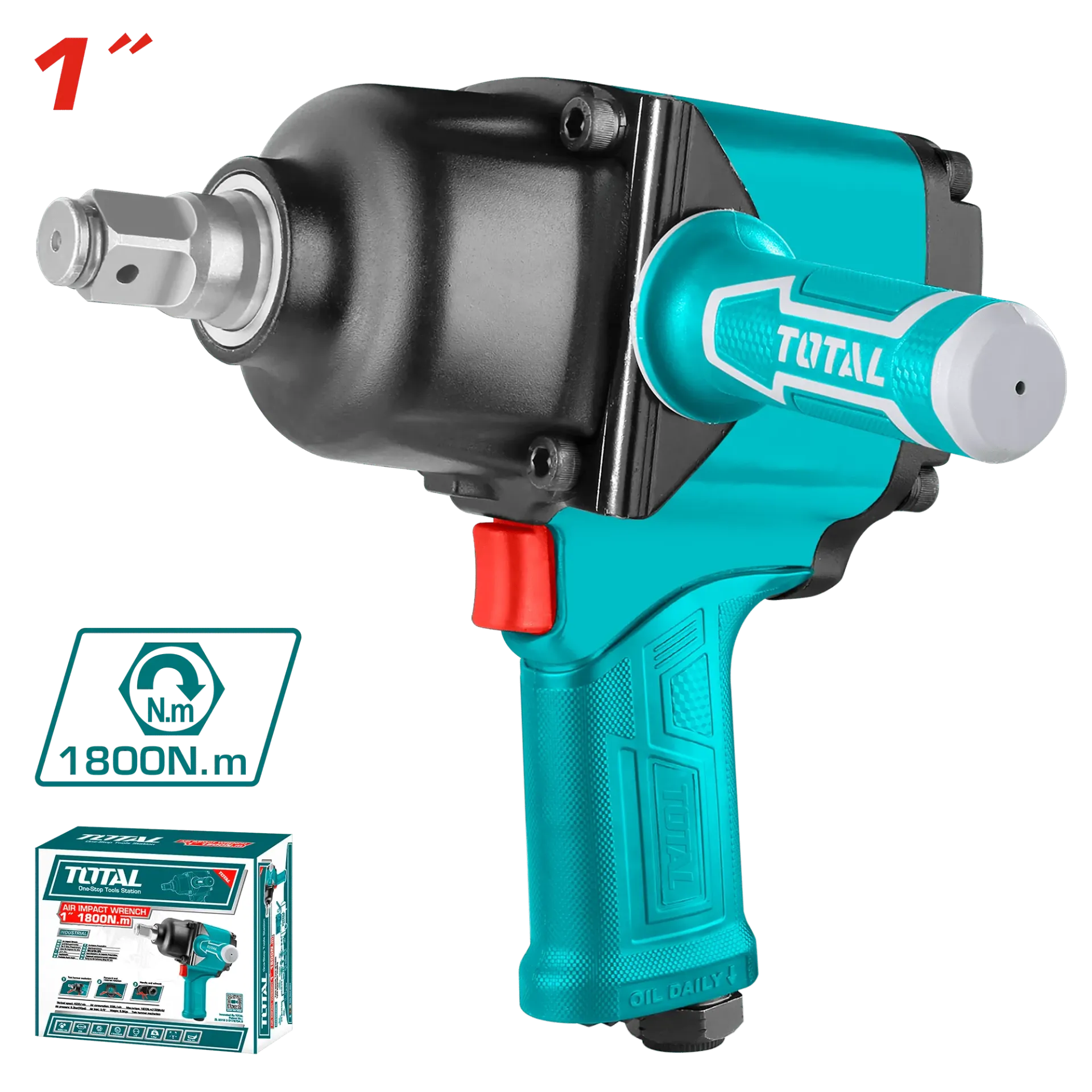 LLAVE DE IMPACTO NEUMÁTICA 1"1800NM 4000RPM 90PSI INDUSTRIAL-TAT41112-TOTAL