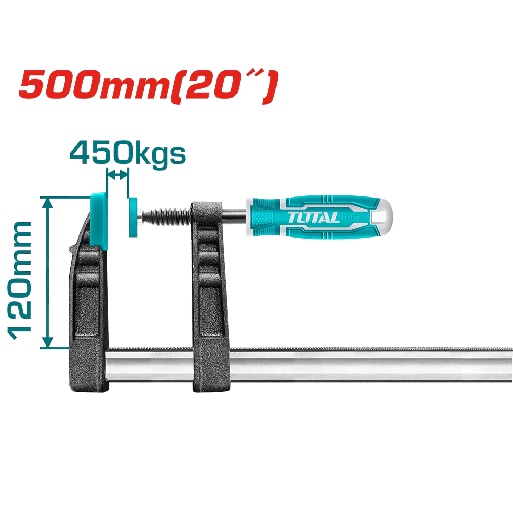 PRENSA F CON MANGO 120X500MM MAX:450KGS REGLA 8X30MM TORNILLO 15.3MM -THT1321203-TOTAL