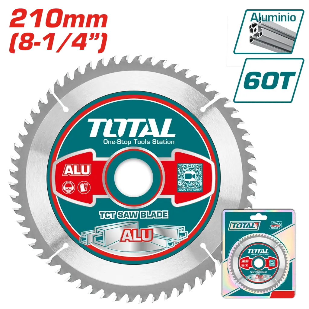 DISCO DENTADO TCT PARA ALUMINIO 210MM (8-1/4") 60T INDUSTRIAL-TAC233523-TOTAL