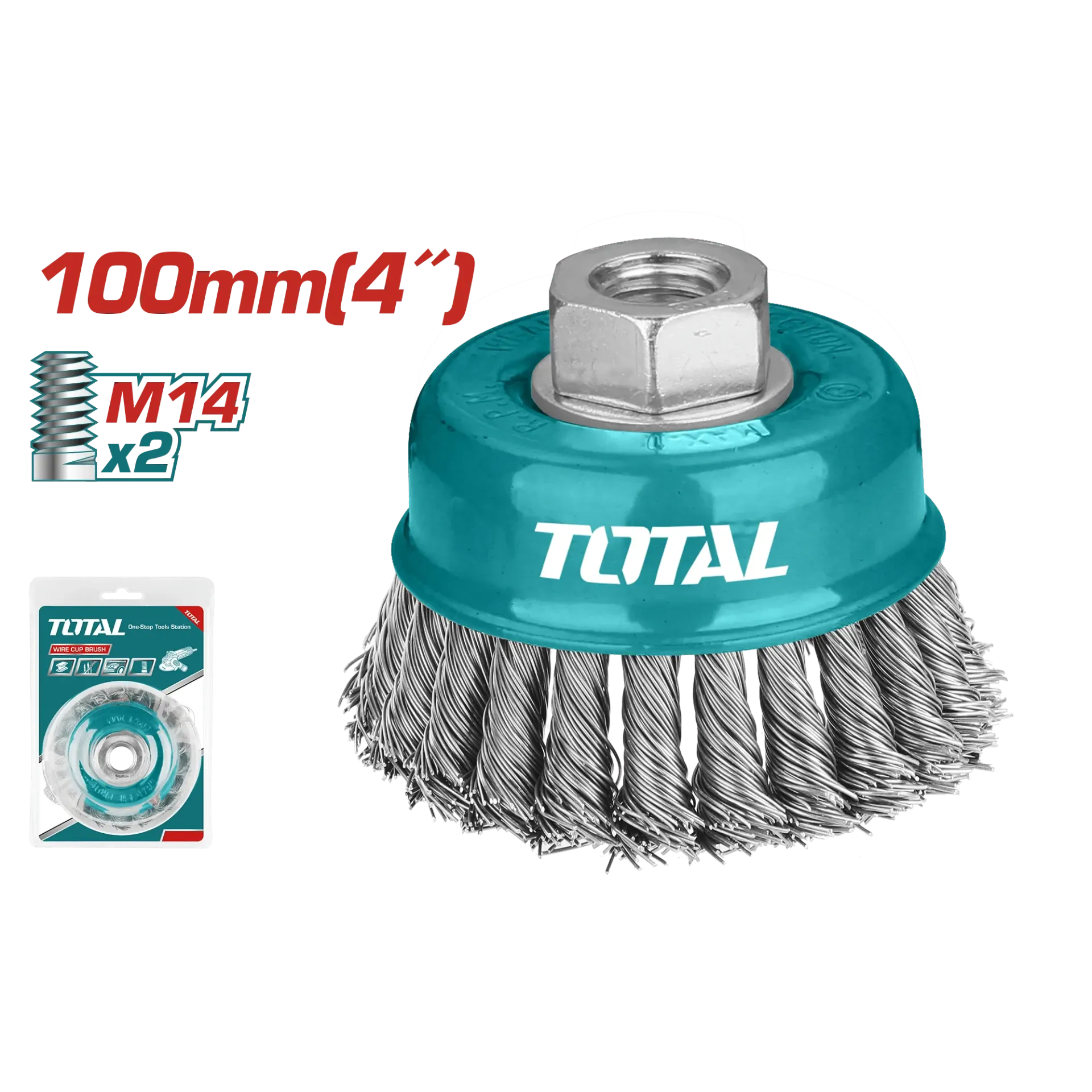 ESCOBILLA COPA TRENZADO 4"100MM M14X28500RPM-TAC32041-TOTAL