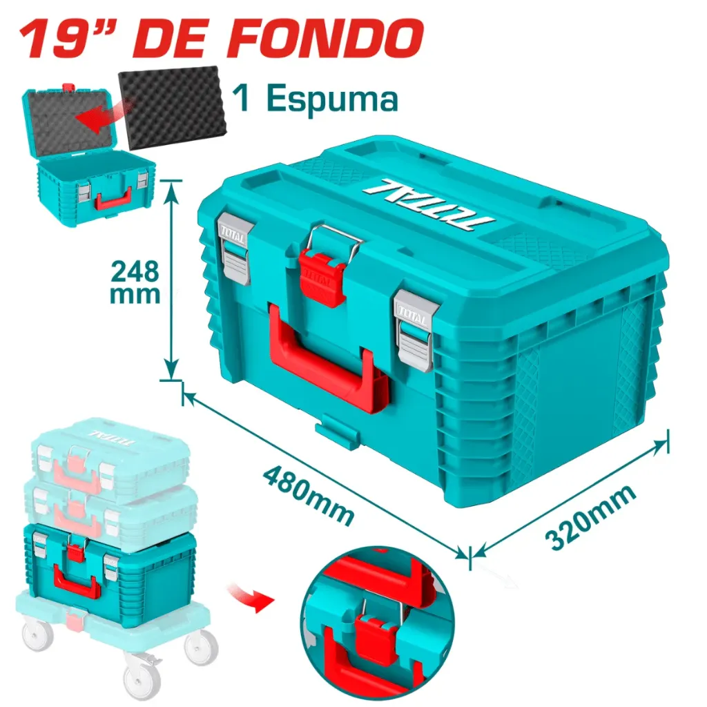 [TPBXS103] CAJA DE HERRAMIENTAS APILABLE 19'' PROFUNDO (480X320X248MM) 25KG-TPBXS103-TOTAL