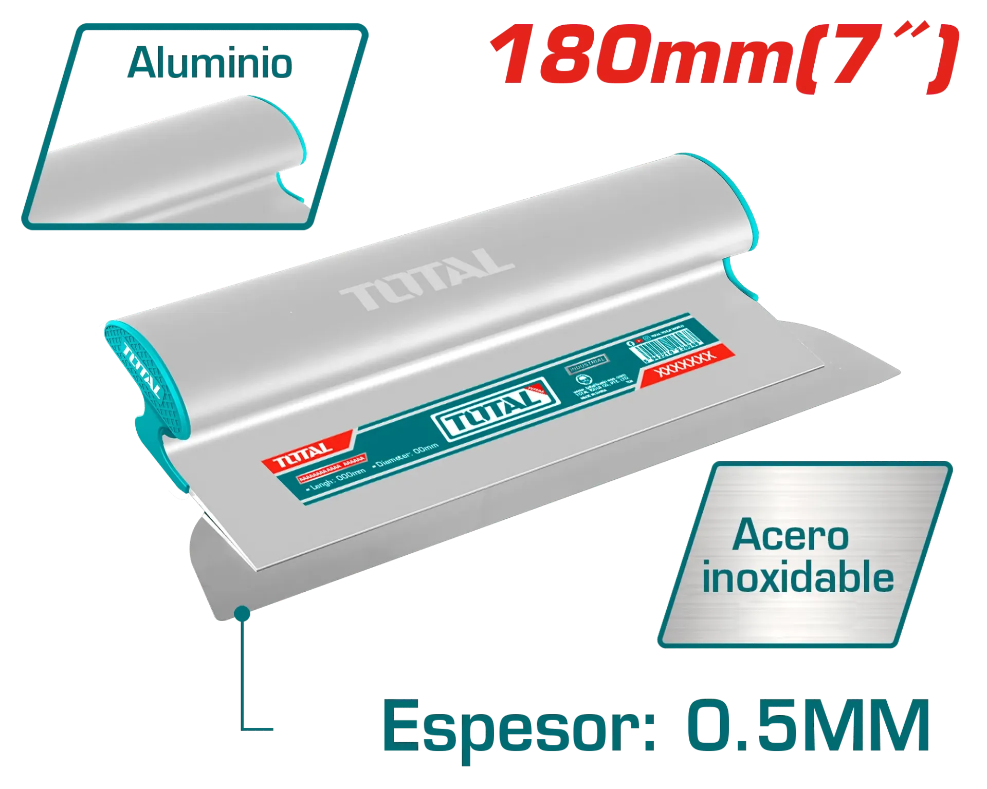 ESPATULA DE EMPATADO DRYWALL180MM TH:0.5MM ACERO INOX INDUSTRIAL-THSCL00701-TOTAL