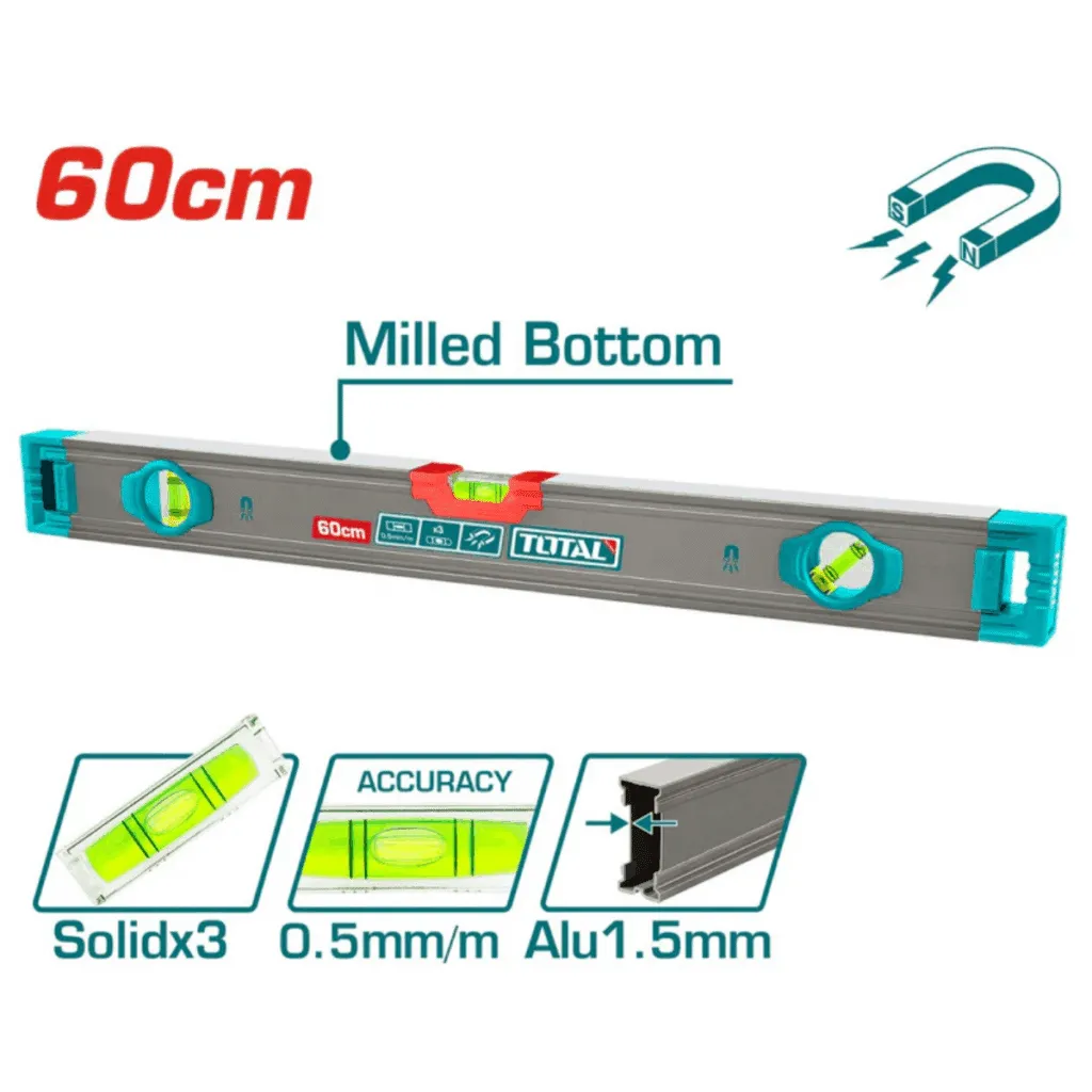 [TMT26028M] NIVEL MAGNETICO 60CM DE ALUMINIO 1.5MM PRES:0.5MM-TMT26028M-TOTAL