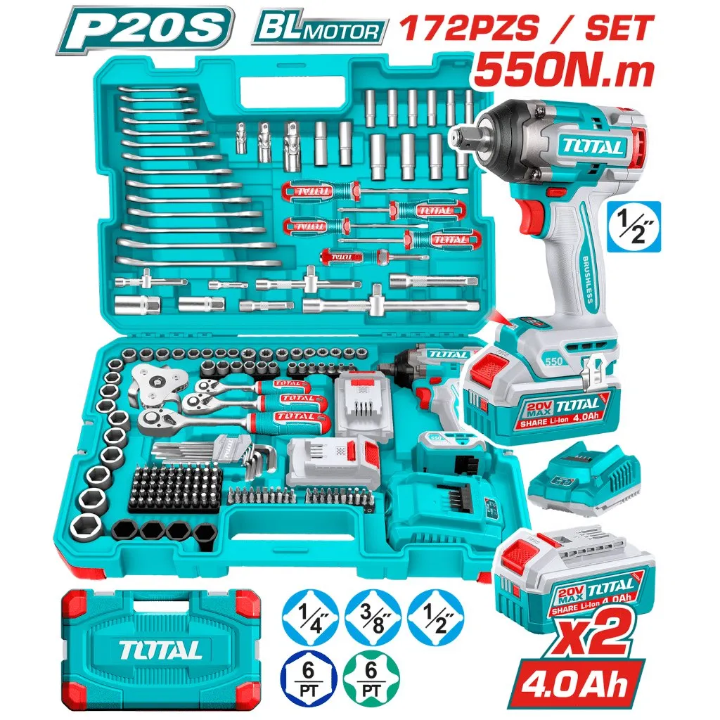[THKTHP41728] SET LLAVE IMPACTO 550NM + 172 PZS + MALETÍN-THKTHP41728-TOTAL