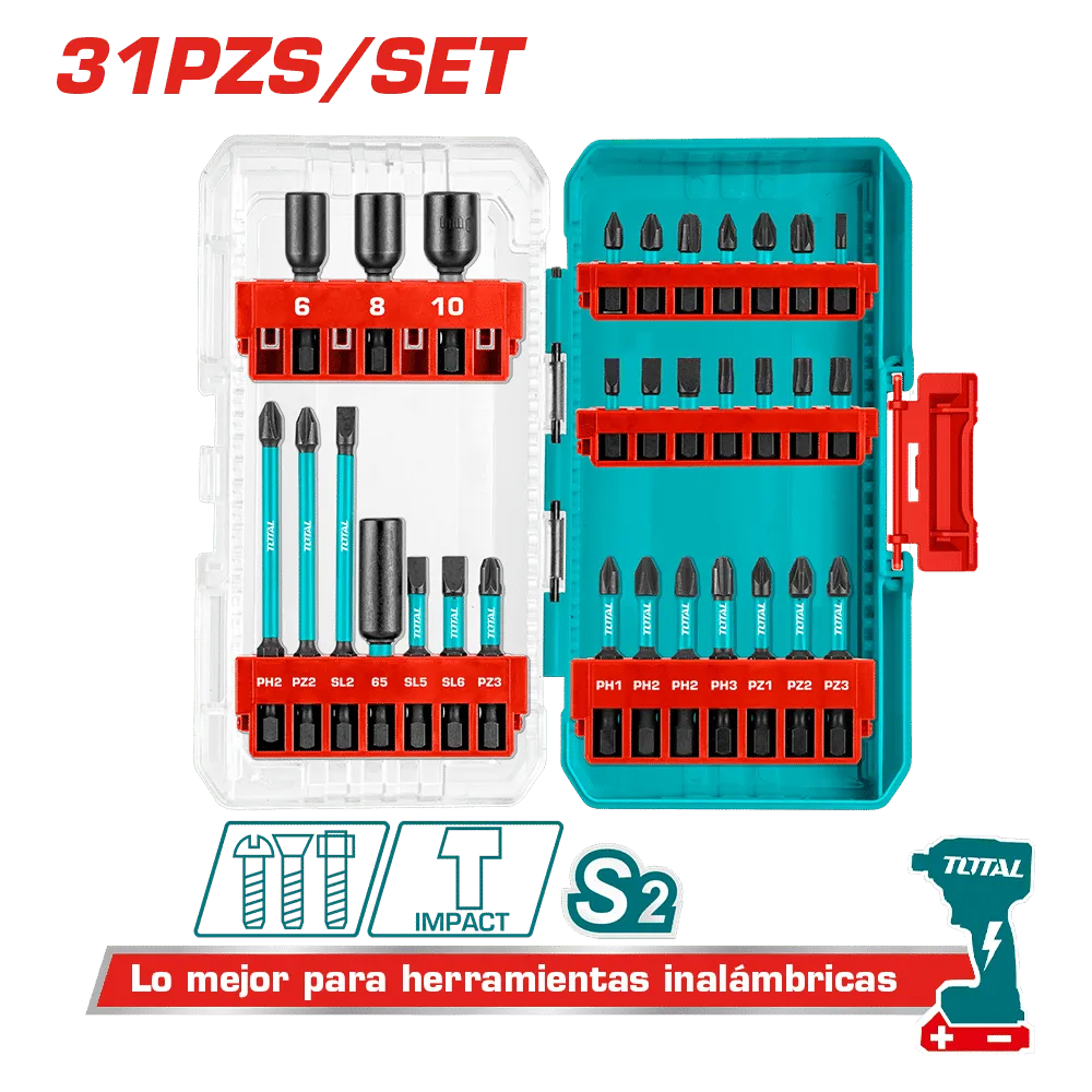 SET DE PUNTAS PARA DESTORNILLADOR DE IMPACTO 31PZS-TACSDL11306-TOTAL