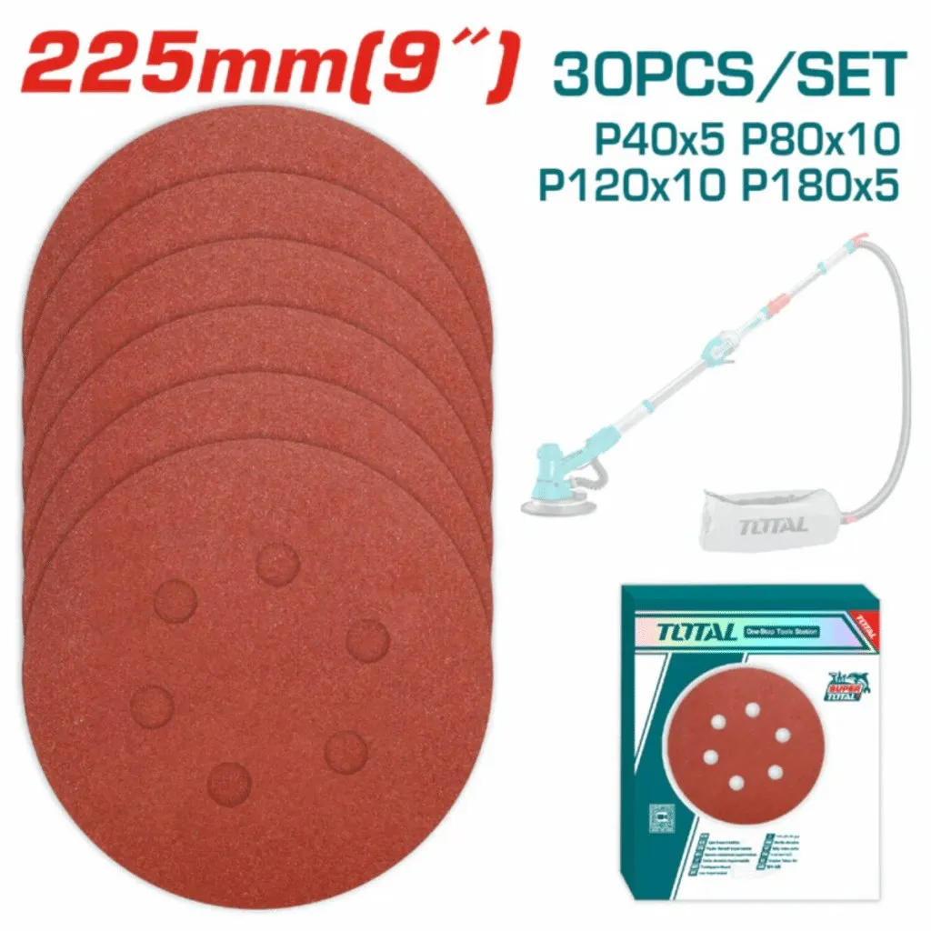 [TAC225030] SET LIJAS CIRCULARES 225MM(9'') 30PCS P/LIJADORA DRYWALL - TAC225030-TOTAL
