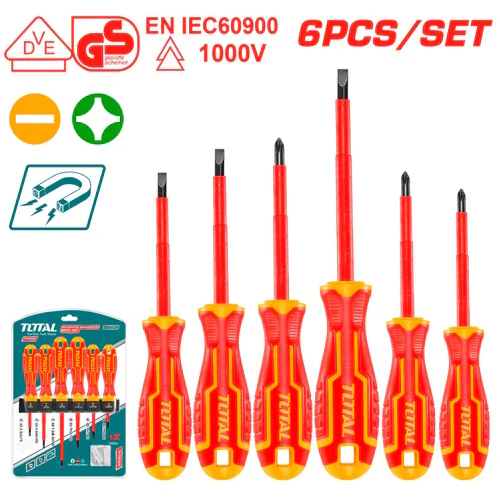SET DE 6 DESTORNILLADORES AISLADOS AIS. 1000V 3XSL+3XPH 75/100/150MM-THTIS566-TOTAL