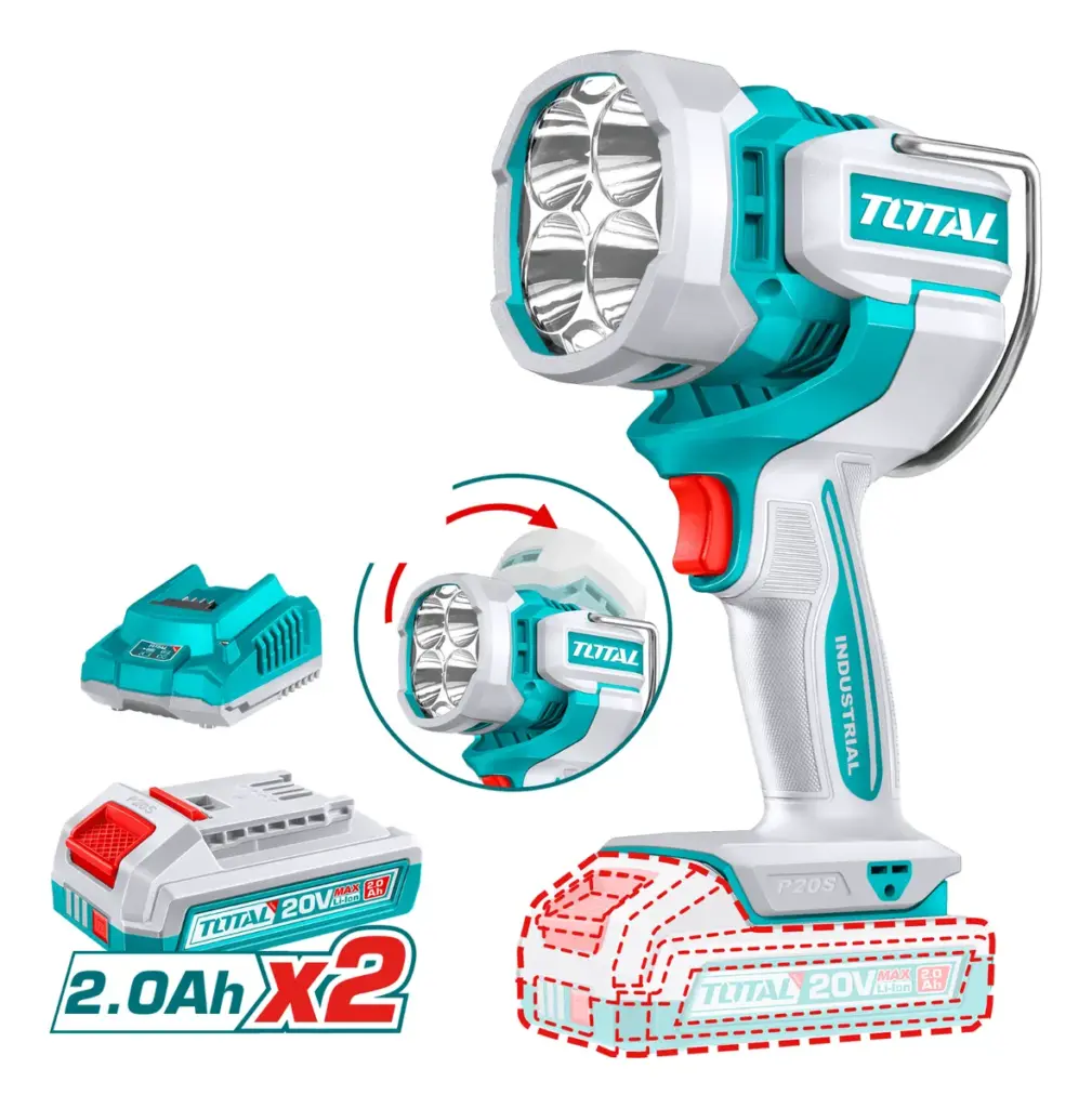LINTERNA DE TRABAJO 20V 22.5W 2X2.0AH 25000LM LED 130G INDUSTRIAL-TWLI20887-TOTAL