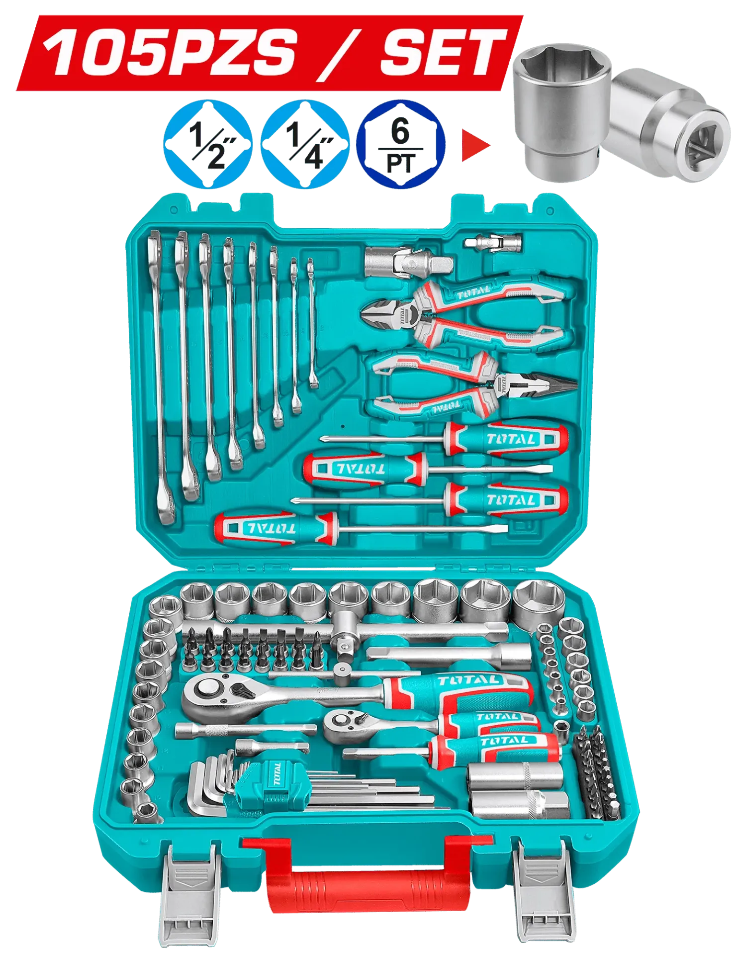 [THKTHP61057] SET 105PCS HERRAMIENTAS MANUALES INC MALETIN-THKTHP61057-TOTAL