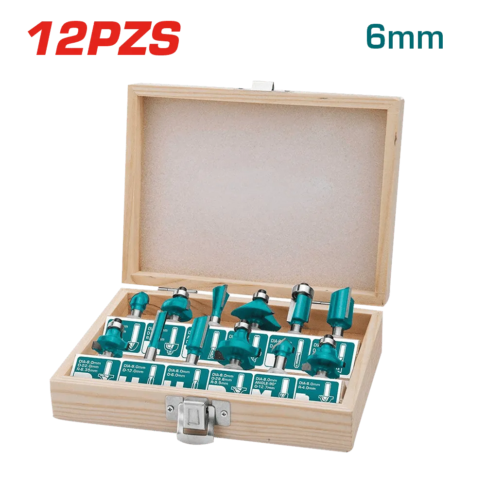 JUEGO X 12PCS CUCHILLA FRESAS PARA RUTEADORA 6MM/CAJA DE MADERA ...